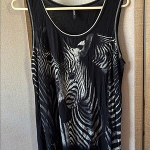 Edista Black Zebra Print Sleeveless Top large